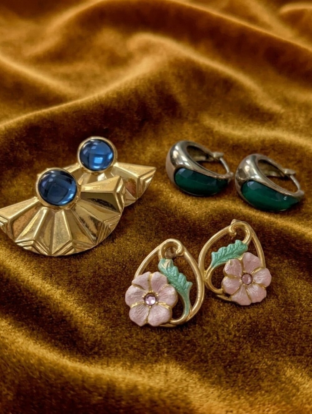 3 Pairs of Vintage Pierced Earrings